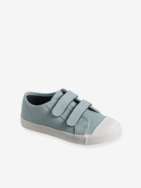 Fabric Trainers with Hook-&-Loop Straps, for Children blue+mustard+sky blue 