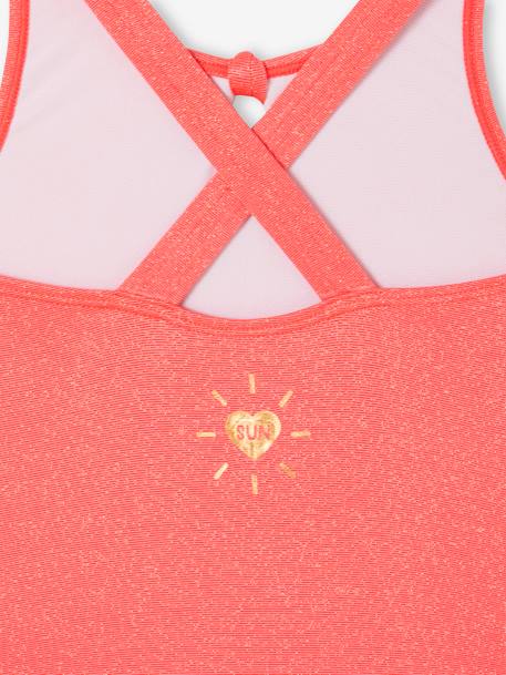 Glittery Swimsuit for Girls coral 