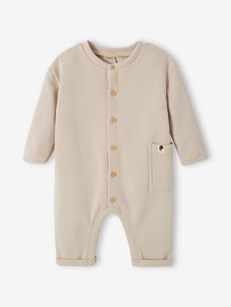 Honeycomb Jumpsuit for Newborn Babies clay beige 