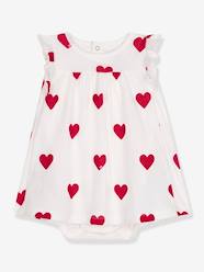 -Bodysuit Dress with Heart Print by PETIT BATEAU