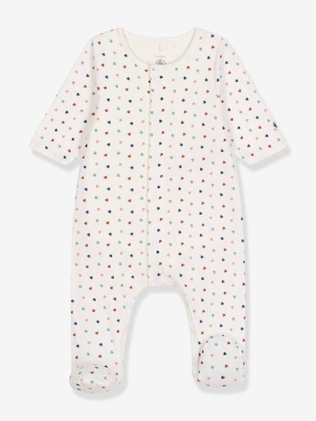 Bodyjama for Babies, with Hearts, by PETIT BATEAU printed white 