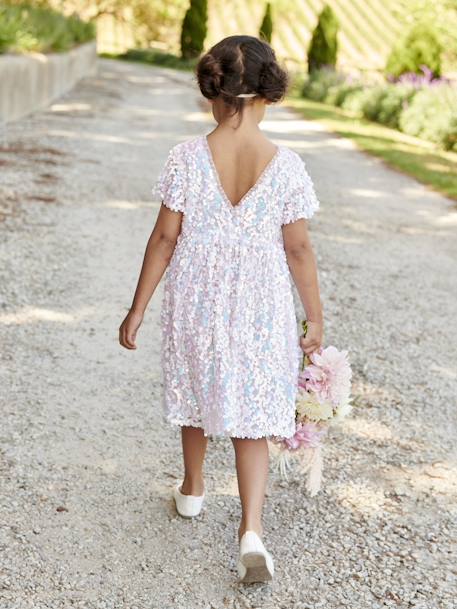 Occasion Wear Dress with Sequins for Girls ecru 