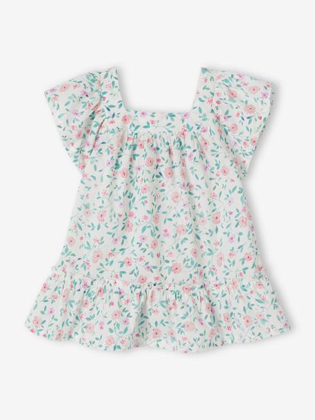 Floral Dress with Butterfly Sleeves for Babies ecru 