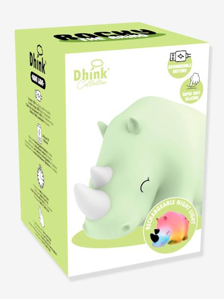 Soft Rechargeable Night Light, Rocky the Rhino - DHINK KONTIKI green 