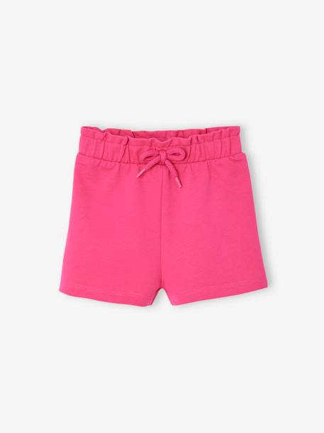 Paperbag Shorts in Fleece for Babies aqua green+fuchsia 