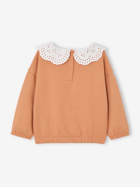 Sweatshirt with Embroidered Collar for Babies caramel+sage green 