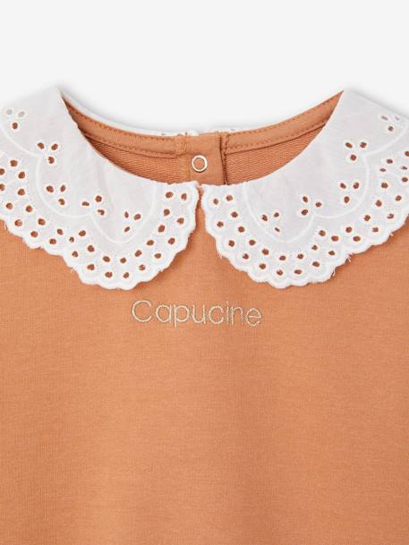 Sweatshirt with Embroidered Collar for Babies caramel+sage green+vanilla 