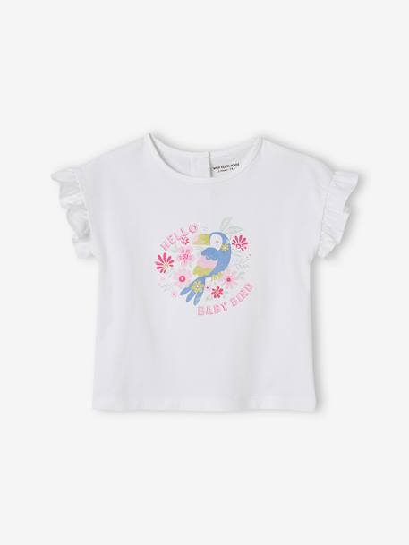 Toucan T-Shirt with Ruffles on the Sleeves, for Babies ecru 