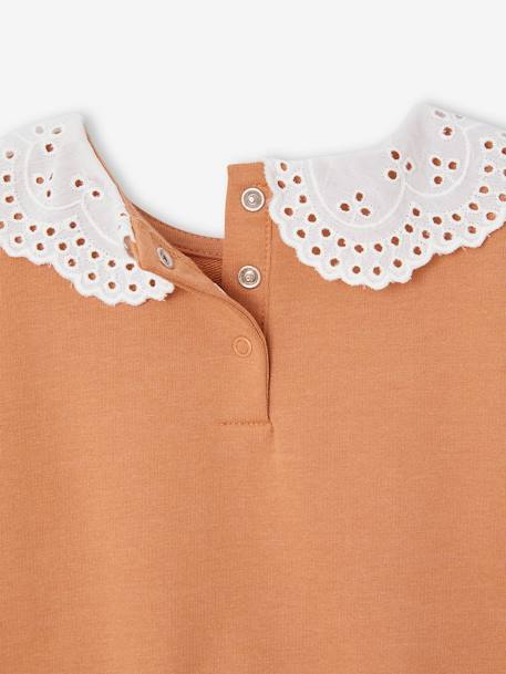 Sweatshirt with Embroidered Collar for Babies caramel+sage green+vanilla 