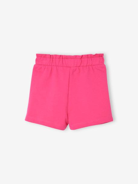 Paperbag Shorts in Fleece for Babies aqua green+fuchsia 