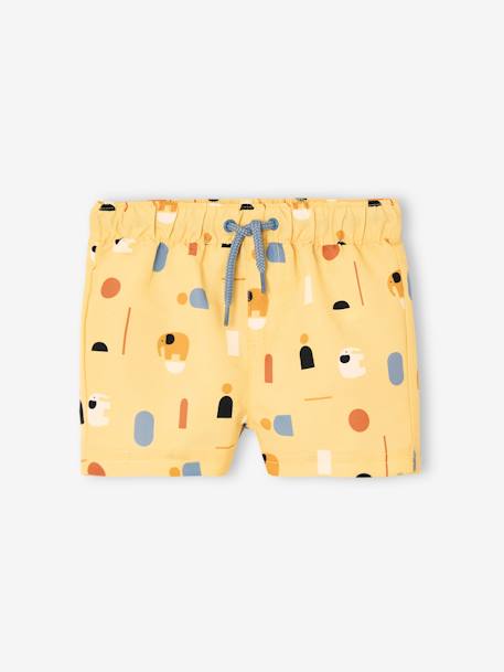 Swim Shorts with Geometric Print for Baby Boys pale yellow 