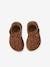 Closed Leather Sandals with Buckle for Babies brown+navy blue 