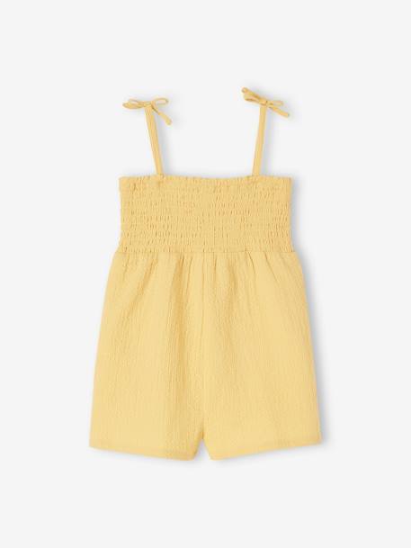 Smocked Jumpsuit with Straps for Babies pale yellow 