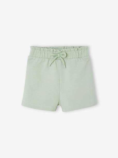 Paperbag Shorts in Fleece for Babies aqua green+fuchsia 