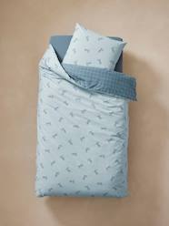 -Reversible Duvet Cover + Pillowcase Essentials Set in Recycled Cotton, Checks & Bikes