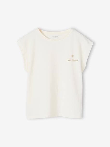 Plain Basics T-Shirt for Girls coral+ecru 