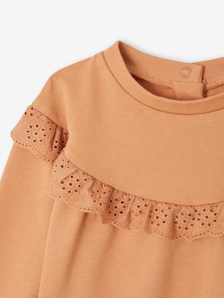 Ruffled Sweatshirt + Leggings Combo for Babies caramel+fuchsia 