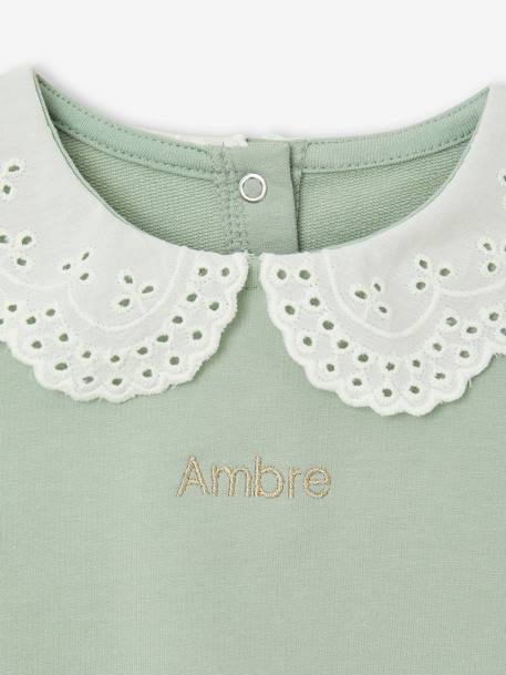 Sweatshirt with Embroidered Collar for Babies caramel+sage green+vanilla 