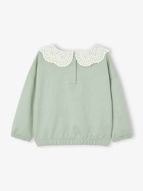 Sweatshirt with Embroidered Collar for Babies caramel+sage green+vanilla 