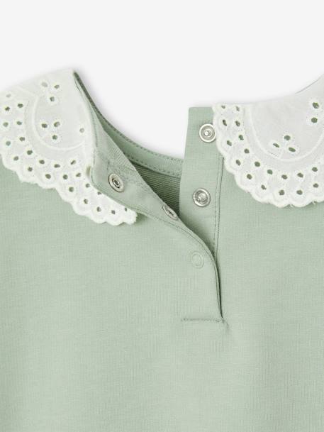 Sweatshirt with Embroidered Collar for Babies caramel+sage green+vanilla 