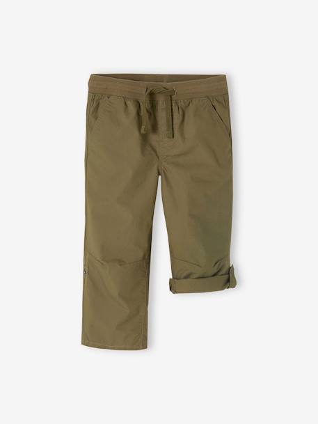 Cropped Lightweight Trousers Convert into Bermuda Shorts, for Boys beige+night blue+olive 