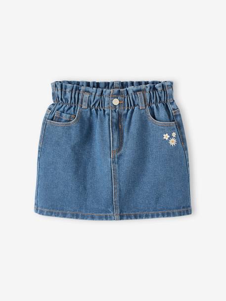 Denim Paperbag Skirt for Girls stone 