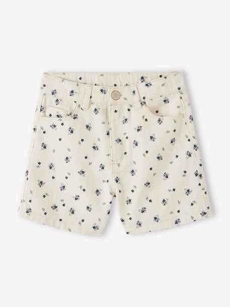 Floral Shorts for Girls ecru 