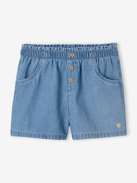 Easy-to-Put-On Light Denim Shorts, for Girls stone 