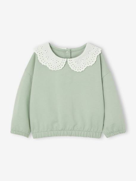 Sweatshirt with Embroidered Collar for Babies caramel+sage green+vanilla 