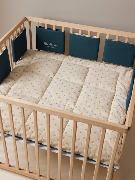 Cot/Playpen Bumper, Navy Sea set blue 