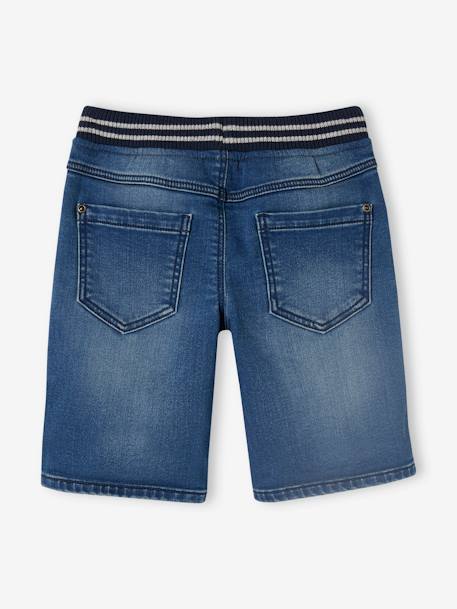 Bermuda Shorts in Denim-Effect Fleece for Boys, Easy to Put On denim grey+double stone+stone 