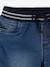 Bermuda Shorts in Denim-Effect Fleece for Boys, Easy to Put On denim grey+double stone+stone 