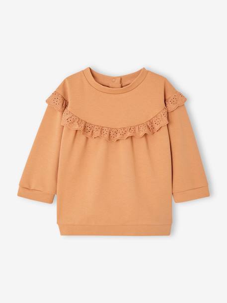 Ruffled Sweatshirt + Leggings Combo for Babies caramel+fuchsia 