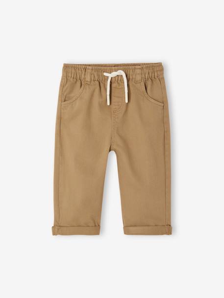 Straight Leg Trousers with Elasticated Waistband, for Babies beige 