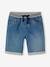 Bermuda Shorts in Denim-Effect Fleece for Boys, Easy to Put On denim grey+double stone+stone 