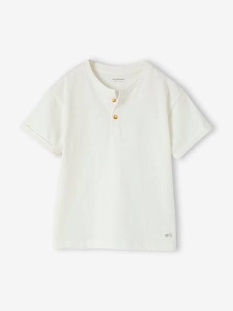 Basics Grandad-Style T-Shirt for Boys azure+ecru 