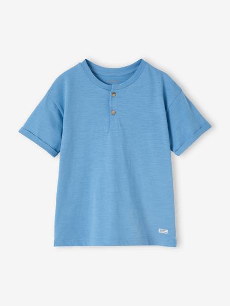 Basics Grandad-Style T-Shirt for Boys azure+ecru 