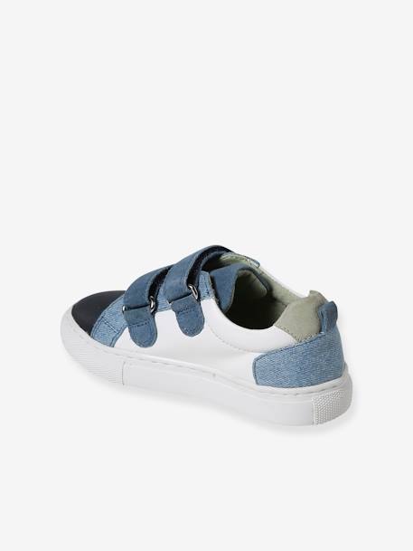 Leather Trainers with Hook-and-Loop Fasteners for Boys, Designed for Autonomy navy blue+set blue 