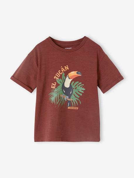 T-Shirt with Toucan, for Boys bordeaux red 