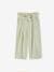 Cropped, Wide Leg Paperbag Trousers in Cotton Gauze for Girls ecru+old rose+sage green 