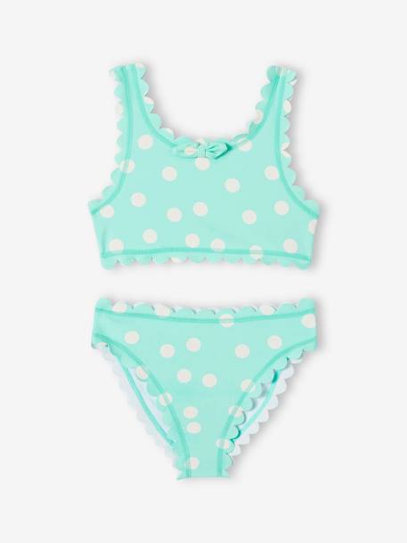 Polka Dot Bikini for Girls aqua green 