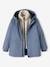 3-in-1 Rubber Raincoat with Removable Sherpa Bodywarmer for Boys grey blue 