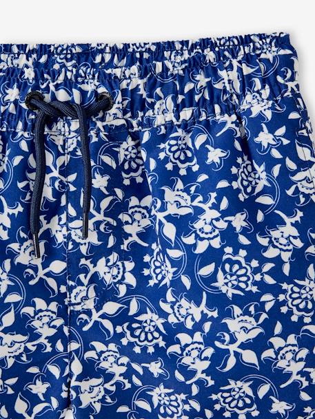 Swim Shorts with Stylised Flowers Print for Baby Boys printed blue 