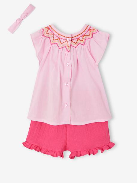 Blouse, Shorts & Headband Ensemble for Babies rose 