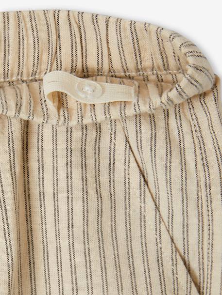 Striped Trousers, Loose Cut, in Cotton/Linen, for Boys striped beige 