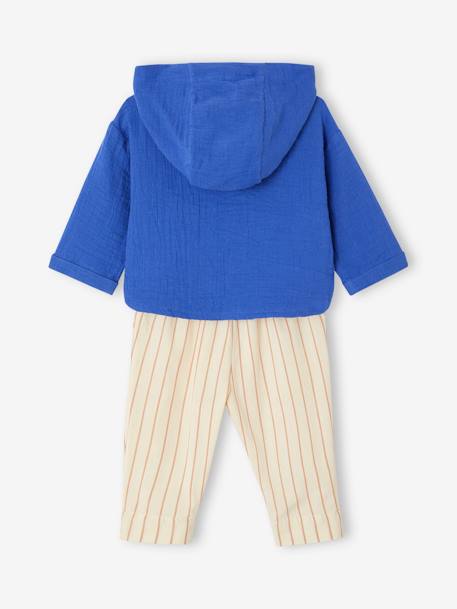 Cotton Gauze Shirt & Trousers Outfit for Babies royal blue 