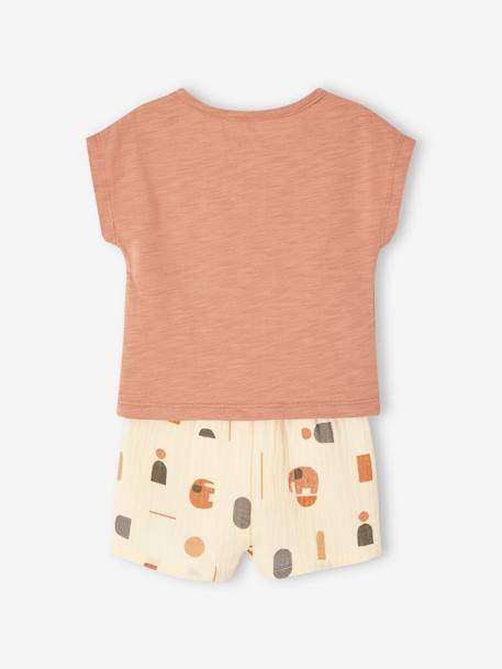 T-Shirt + Shorts Ensemble for Babies mint green+mocha 