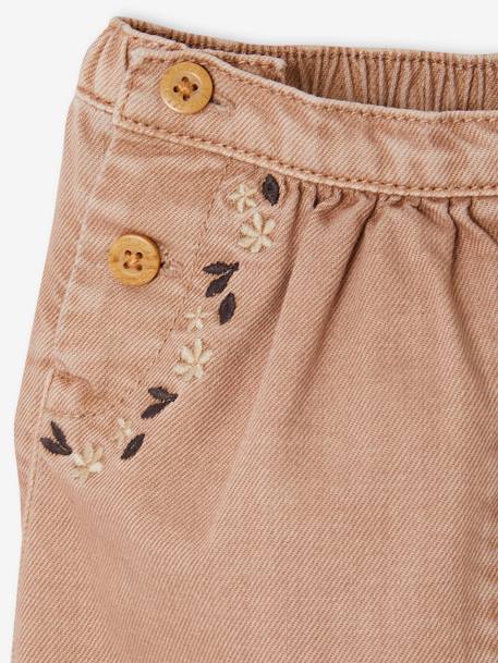 Embroidered Harem-Style Denim Trousers for Babies bleached denim+cappuccino 