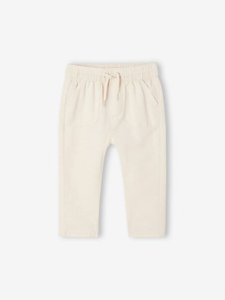 Lightweight Trousers in Linen & Cotton, for Babies pearly grey+sage green 