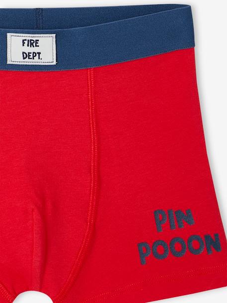 Pack of 5 'Firefighter' Stretch Boxers in Organic Cotton for Boys ocean blue 